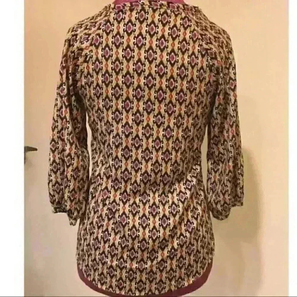 Ophelia FC Multi Colored Moroccan Print Top Sz S - Picture 5 of 9